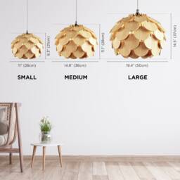 Noor Mid-Century Modern Wood Pendant Lamp Lotus Design, E26-27 Base - thumbnail 4