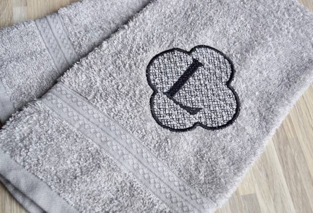 Monogrammed Towel Bath Hand Gray Custom Embroidery Bridal Shower Gift Housewarming - image 1