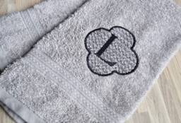 Monogrammed Towel Bath Hand Gray Custom Embroidery Bridal Shower Gift Housewarming