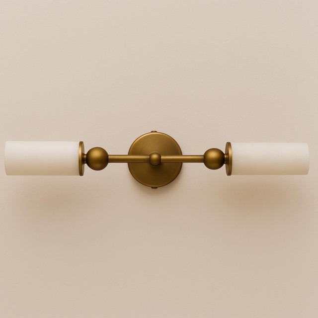 Handmade Brass Alabaster Double Wall Sconce, Modern Vanity Light, Over Mirror Light Fixture - image 1