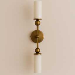 Handmade Brass Alabaster Double Wall Sconce, Modern Vanity Light, Over Mirror Light Fixture - thumbnail 3