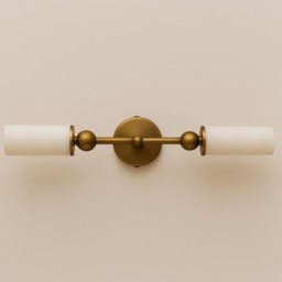 Handmade Brass Alabaster Double Wall Sconce, Modern Vanity Light, Over Mirror Light Fixture - thumbnail 1