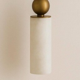 Handmade Brass Alabaster Double Wall Sconce, Modern Vanity Light, Over Mirror Light Fixture - thumbnail 2