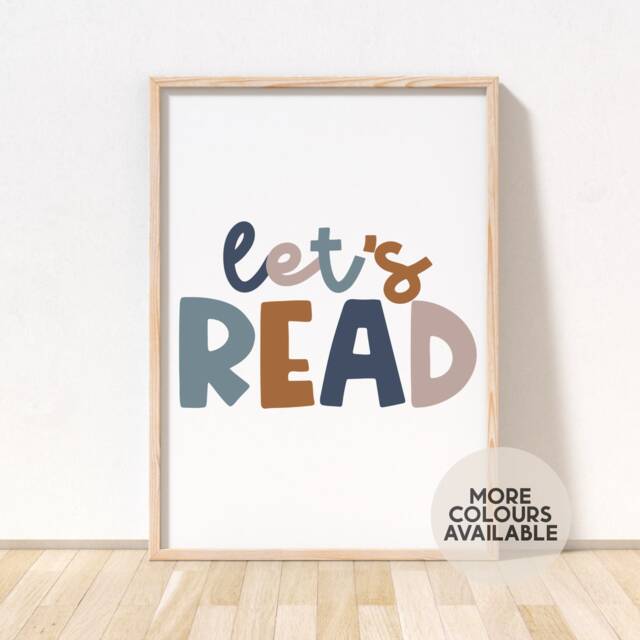 Let's Read Print - Playroom Decor Wall Art Poster Play Room Prints Reading Corner Unframed - image 1