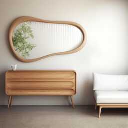 Asymmetrical Solid Wood Mirror - Organic Wall Frame Rustic Bathroom & Living Room Decor - thumbnail 3