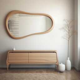 Asymmetrical Solid Wood Mirror - Organic Wall Frame Rustic Bathroom & Living Room Decor