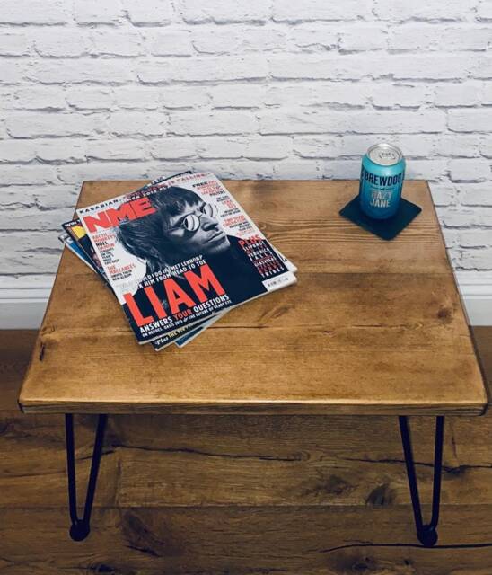 Coffee Table - On Hairpin Legs Industrial Style- Rustic Side - image 1