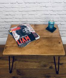 Coffee Table - On Hairpin Legs Industrial Style- Rustic Side - thumbnail 1