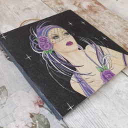 Art Deco Lady Wooden Plaque Vintage Style Wall Decor - thumbnail 2