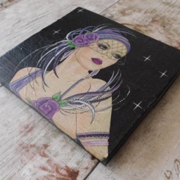 Art Deco Lady Wooden Plaque Vintage Style Wall Decor - thumbnail 3