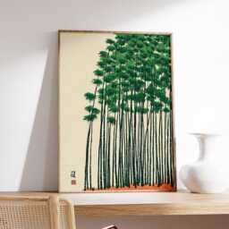Bamboo Forest Wall Art, Japanese Nature Print, Minimal Botanical Poster, Zen Green Landscape Decor - thumbnail 2