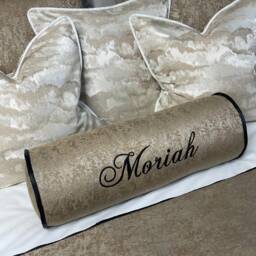 "Luxury Personalised Name Embroidered Bolster Cushion 16""x6" - thumbnail 4