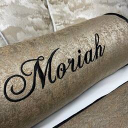 "Luxury Personalised Name Embroidered Bolster Cushion 16""x6" - thumbnail 2
