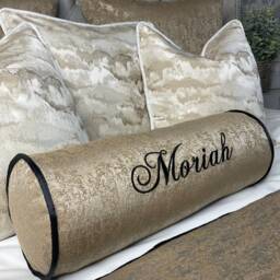 "Luxury Personalised Name Embroidered Bolster Cushion 16""x6"