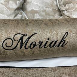 "Luxury Personalised Name Embroidered Bolster Cushion 16""x6" - thumbnail 3