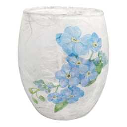 Robin & Forget Me Not, Medium Glass Tealight Holder, Remembrance Gift, Home Decor, Gift Boxed - thumbnail 3