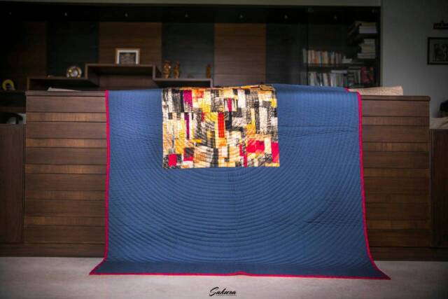 Modern Throw Quilt, Gray Quilt, Gold Couch Throw, Spiral Handmade Quilt Sale, Patchwork Yellow Glow Baby Quilt - image 1