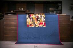 Modern Throw Quilt, Gray Quilt, Gold Couch Throw, Spiral Handmade Quilt Sale, Patchwork Yellow Glow Baby Quilt