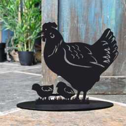 Hen & Chicks Iron Door Stop, Rustic Or Black Country Home Farm House Decor, Gift Idea, Decoration - thumbnail 2