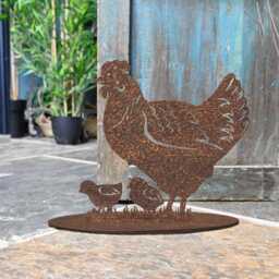 Hen & Chicks Iron Door Stop, Rustic Or Black Country Home Farm House Decor, Gift Idea, Decoration - thumbnail 1