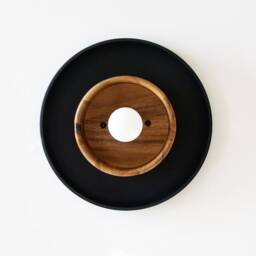 Modern Wood & Black Round Wall Sconce Light Wooden Lamp Kitchen Bathroom Lighting Bedside - thumbnail 2