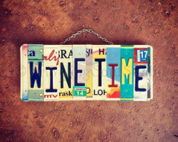 Wine Time License Plate Sign, Kitchen Decor, Gift, Art, Wall Hanging, Bar Handmade - thumbnail 1