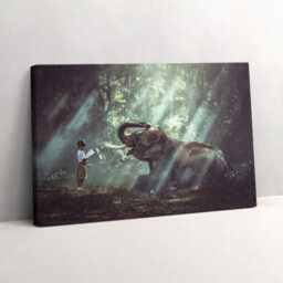 A Boy With A Book Canvas, Wall Art Picture, Green Decoration, Animals Canvas - thumbnail 2
