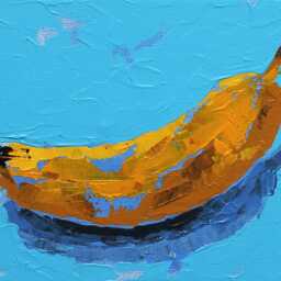 Original Yellow Banana Painting Still Life Kitchen Decor, 5x7 - thumbnail 2