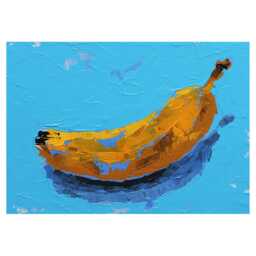 Original Yellow Banana Painting Still Life Kitchen Decor, 5x7 - thumbnail 1
