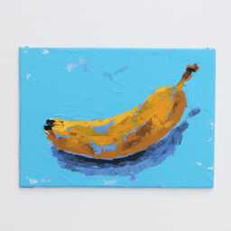 Original Yellow Banana Painting Still Life Kitchen Decor, 5x7 - thumbnail 3
