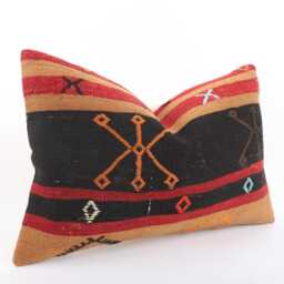 16x24 Kilim Pillow Cover Handmade Turkish Wool Lumbar Cushion - thumbnail 3
