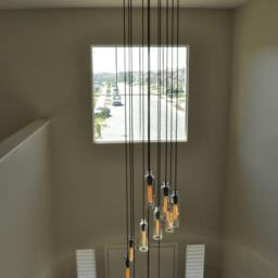 Modern Cascade Chandelier - 12 Fixture Light With Recycled Glass For Staircase Or Foyer, Modern Chandelier, Custom Lighting - thumbnail 3