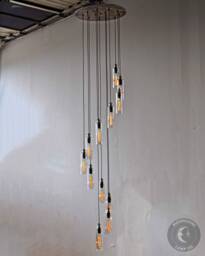 Modern Cascade Chandelier - 12 Fixture Light With Recycled Glass For Staircase Or Foyer, Modern Chandelier, Custom Lighting