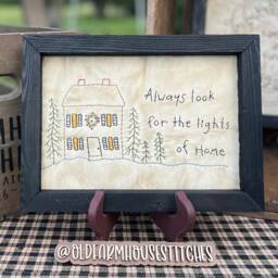 Always Look Lights Of Home Primitive Stitchery Framed Print - thumbnail 3