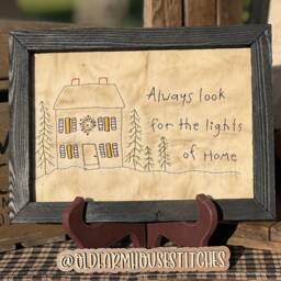 Always Look Lights Of Home Primitive Stitchery Framed Print - thumbnail 2