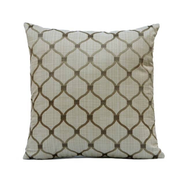 Light Tan Pillow, Throw Pillow Cover, Decorative Cushion Covers, Pillowcase, Cotton Blend Dark Silk Embroidery - image 1