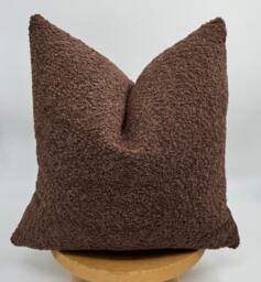 Brown Boucle Pillow Cover, Wool Blend, Textured Throw - thumbnail 1
