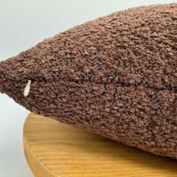 Brown Boucle Pillow Cover, Wool Blend, Textured Throw - thumbnail 2