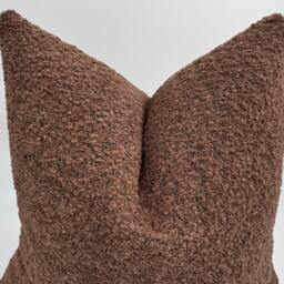 Brown Boucle Pillow Cover, Wool Blend, Textured Throw - thumbnail 4