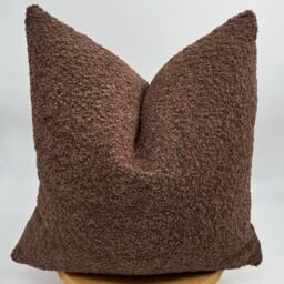 Brown Boucle Pillow Cover, Wool Blend, Textured Throw - thumbnail 3