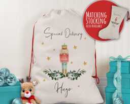 Personalised Large Christmas Sack Xmas Classic Toy Soldier Name Star Stocking Gift Girls Boys Red Drawstring Decoration Sk161