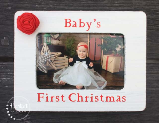 Custom Baby's First Christmas Picture Frame - Rustic Holiday Decor - image 1