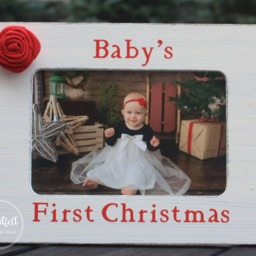 Custom Baby's First Christmas Picture Frame - Rustic Holiday Decor - thumbnail 2