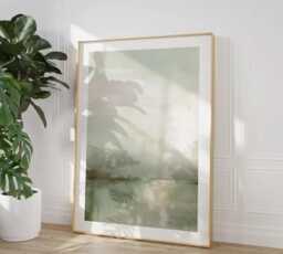 Beach Print Living Sage Green Wall Art Coastal Room Prints Bedroom Poster Neutral Abstract Picture - thumbnail 1