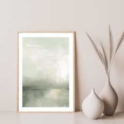 Beach Print Living Sage Green Wall Art Coastal Room Prints Bedroom Poster Neutral Abstract Picture - thumbnail 2