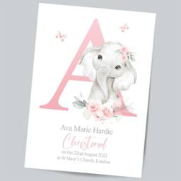 Personalized Christening Print Baby Elephant Watercolor, Goddaughter Gift - thumbnail 2