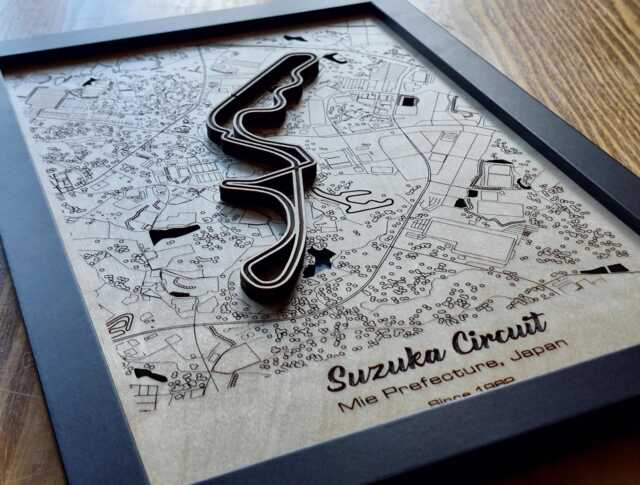 Suzuka Circuit Wall Art Laser Engraved Wood, F1 Japanese Gp Gift - image 1