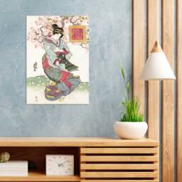Japanese Ukiyo-E Art Print Poster Woodblock Wall Keisai Eisen Geisha Maiko Sakura Plum Blossom Tattoo Beautiful Japan Calligraphy Cute - thumbnail 2