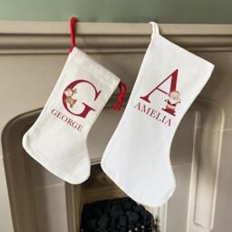Personalised Linen Christmas Stocking - Santa Or Reindeer Design