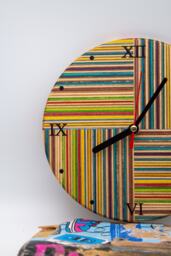 Handmade Wall Clock From Recycled Skateboards - Roman Numeral Viii Design Eco-Friendly Skateboard Wood Decor Pride - thumbnail 1